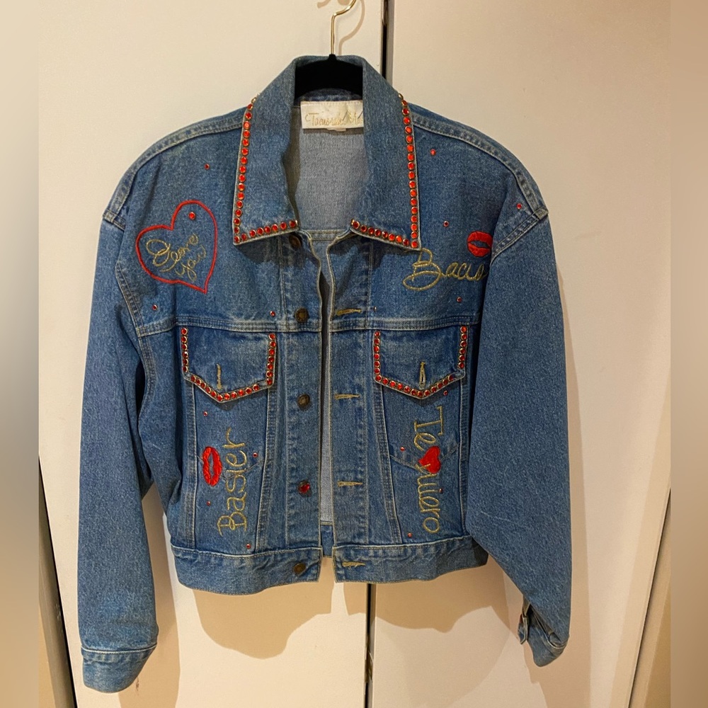 Vintage denim embellished jacket